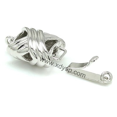 925純銀X形單排扣鍍白金,規(guī)格:9.5x14mm,純銀制品